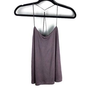 Express Shimmer Strappy Bead Back Flowy Brown Polyester Tank Size XS